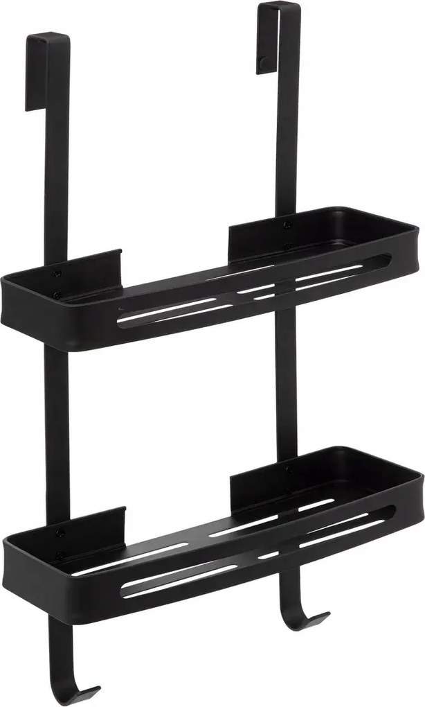 Zuhanykabin Polc Kétszintes Fekete 32,5x16x60 CM Kozmetikumokhoz