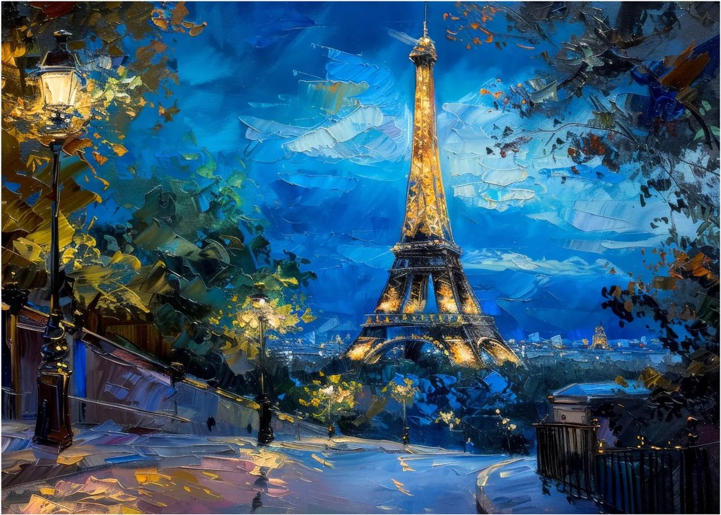 Kép - Olajfestmény az Eiffel-toronyról (70x50 cm)