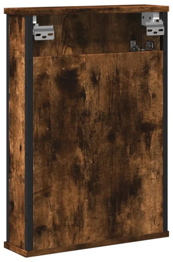füstölt tölgy szerelt fa tükrös fürdőszobaszekrény 42x12x60 cm
