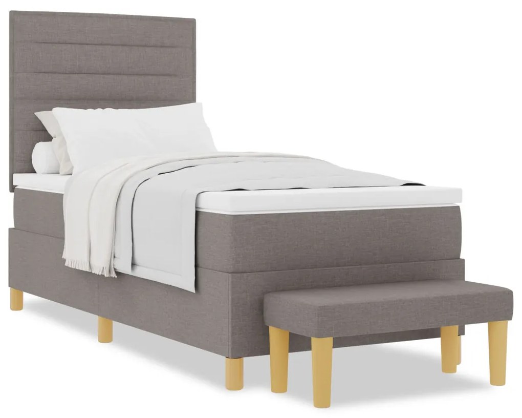 Box Spring Ágy Matraccal &amp; Pad Taupe 90x190 cm Szövet
