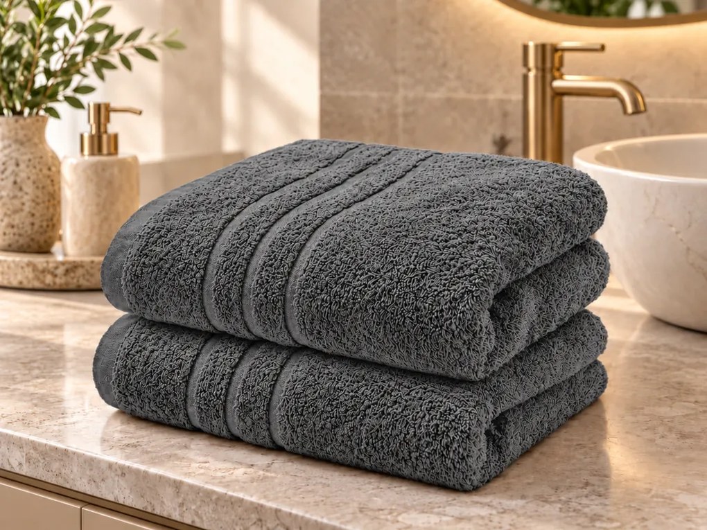 COMFORT sötétszürke 2db fürdőlepedő 70x140 cm, 100% pamut