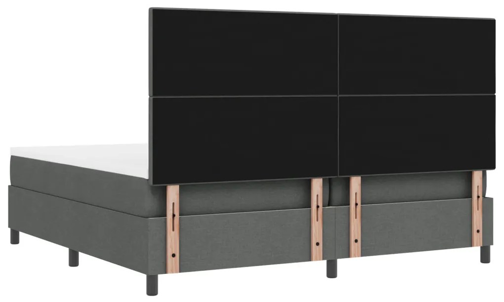 Rugós ágy matraccal és LED-del - Sötétszürke 200 x 200 cm szövet