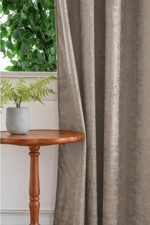 Fényzáró függöny LOOM VELVET 140x250 cm, bézsbarna Felfüggesztés: Fém gyűrűk