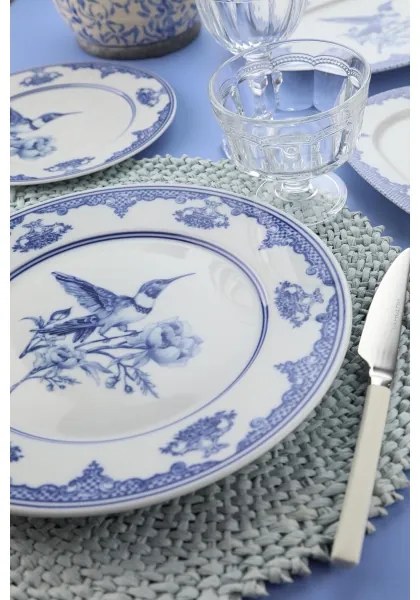 26 részes étkészlet fehér/kék/porcelán