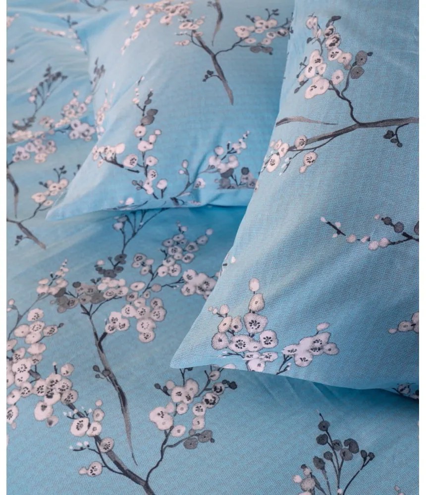 Kék egyszemélyes renforcé pamut ágyneműhuzat 140x200 cm Blue Floral – Mila Home Luxury