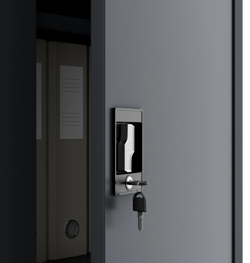 Alacsony fém irattartó szekrény BEATA, 900 x 930 x 400 mm, antracit