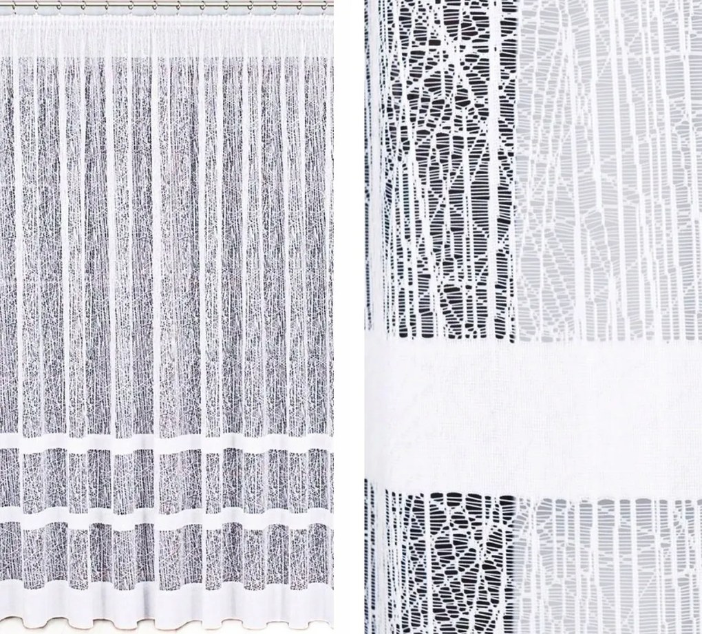 Hosszú Jacquard Függöny 450x250 Csíkos Nappali Hálószoba Klasszikus Béka Fehér