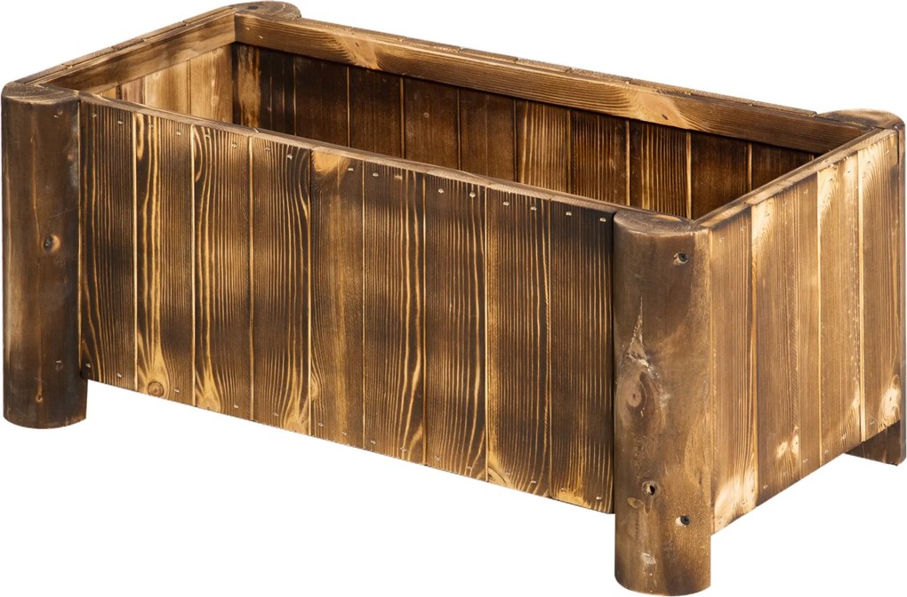 Outsunny Fa Virágláda Kerti Virágágyás Téglalap Alakú Növény Cserép 4 Lábbal Városi Zöldségkert Zöldségek és Virágok Növesztésére Teraszon Erkélyen 70