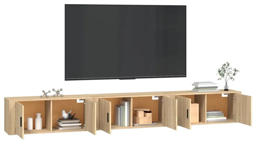 3 db sonoma tölgy színű fali TV-szekrény 100 x 34,5 x 40 cm