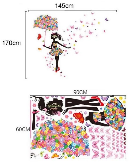 PIPPER | Falmatrica "Lány lepkékkel " 170x145 cm