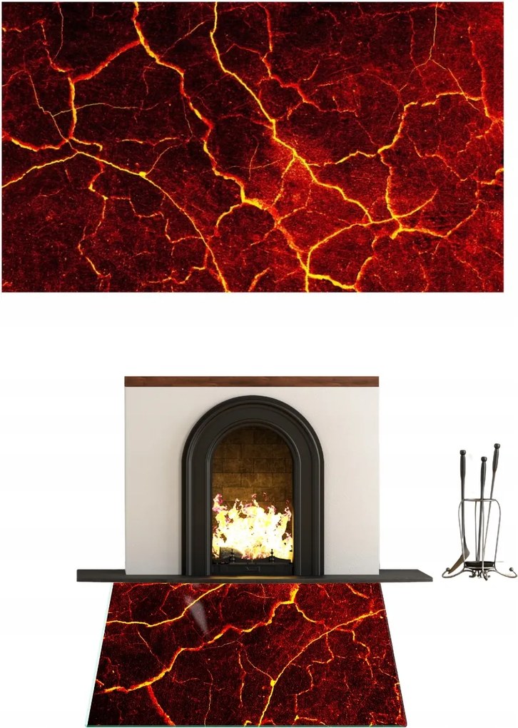 Kandalló Alatti Üveg Edzett Üveg Állvány Méret 52x40cm Grafika Láva