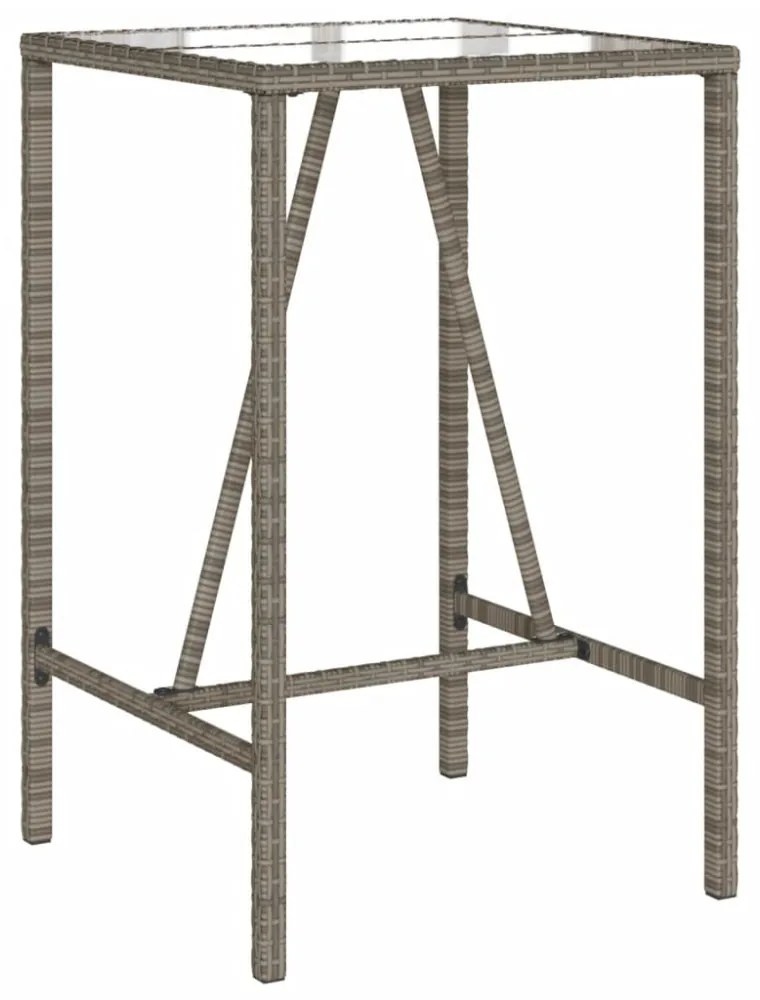 szürke polyrattan kültéri bárasztal 70 x 70 x 110 cm
