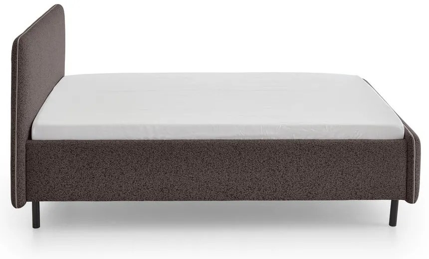 Antracitszürke kárpitozott ágyneműtartós franciaágy ágyráccsal 140x200 cm Primo – Meise Möbel