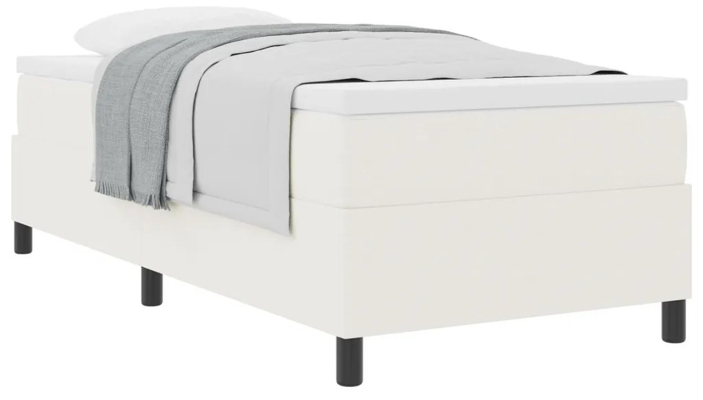 boxspring ágy matraccal krém 90x200 cm kord bőr