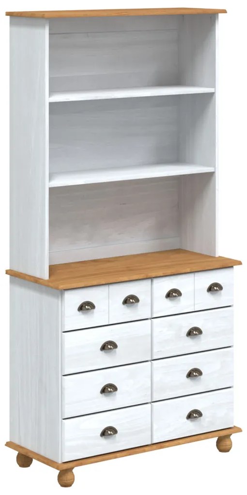 Hutch ASKIM" Fehér 91x40x183 cm Masszív Fa Fenyő"