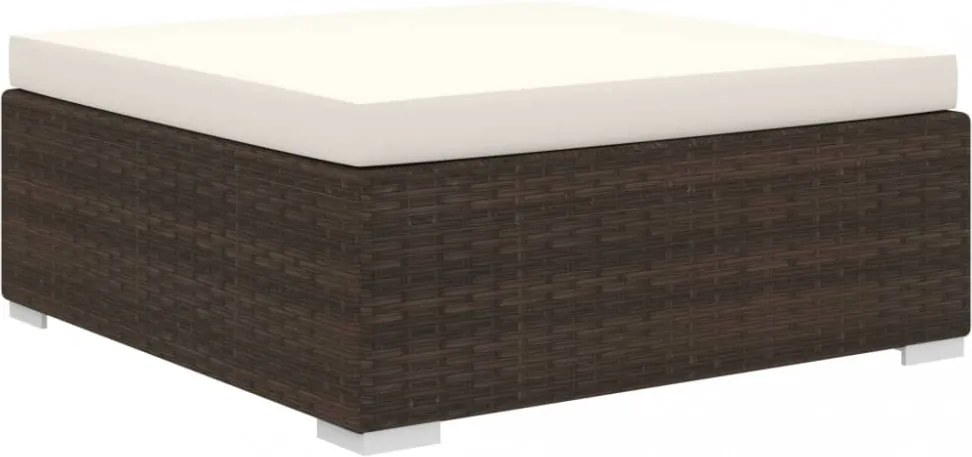 11 részes barna polyrattan kerti bútorszett párnákkal