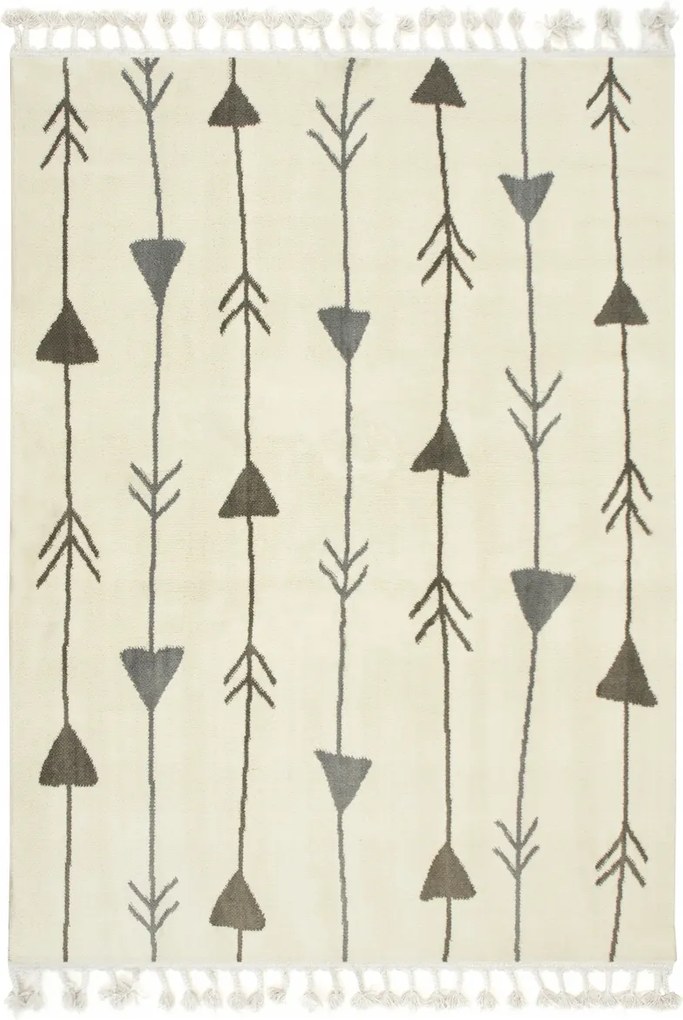 140x190 cm Világos Krém Szőnyeg Nyilakkal Etno Boho