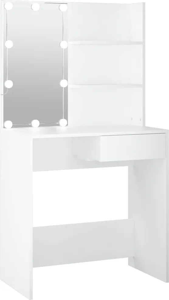 vidaXL fehér fésülködőasztal LED-világítással 74,5 x 40 x 141 cm
