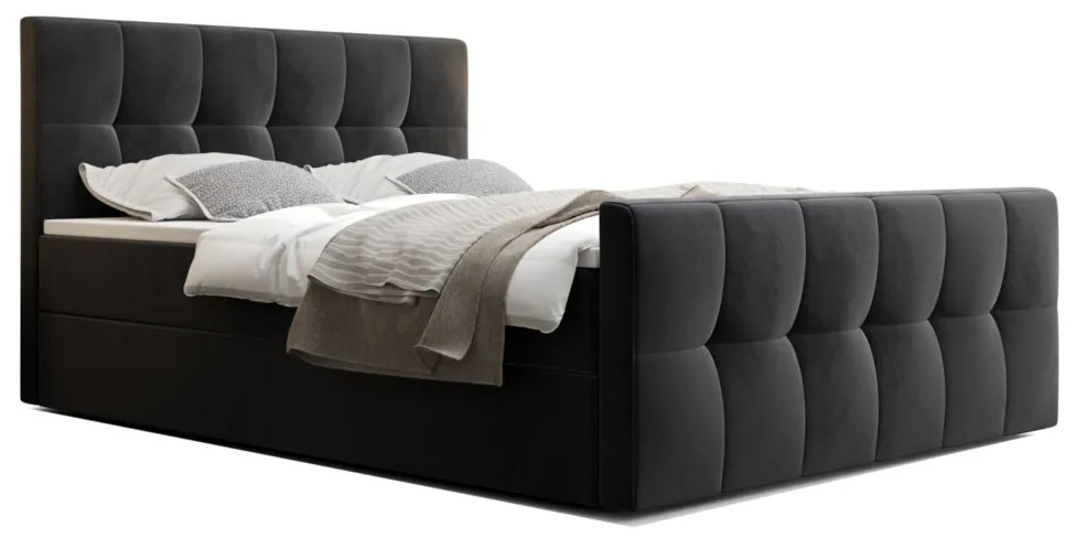 HATAN kárpitozott boxspring ágy, 90x200, monolith 97, jobb