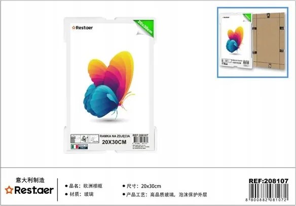 Üveg képkeret 20x30cm Kiváló Minőség Dekoráció