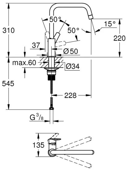 GROHE 304702430 - START 310 mm konyhai csaptelep, fekete