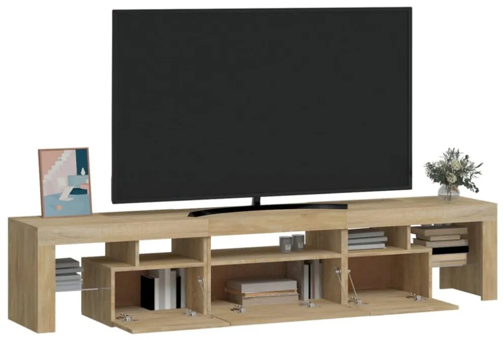 sonoma tölgy színű TV-szekrény LED-lámpákkal 200x36,5x40 cm