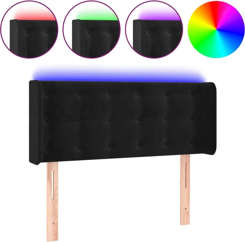 vidaXL fekete bársony LED-es fejtámla 103 x 16 x 78/88 cm