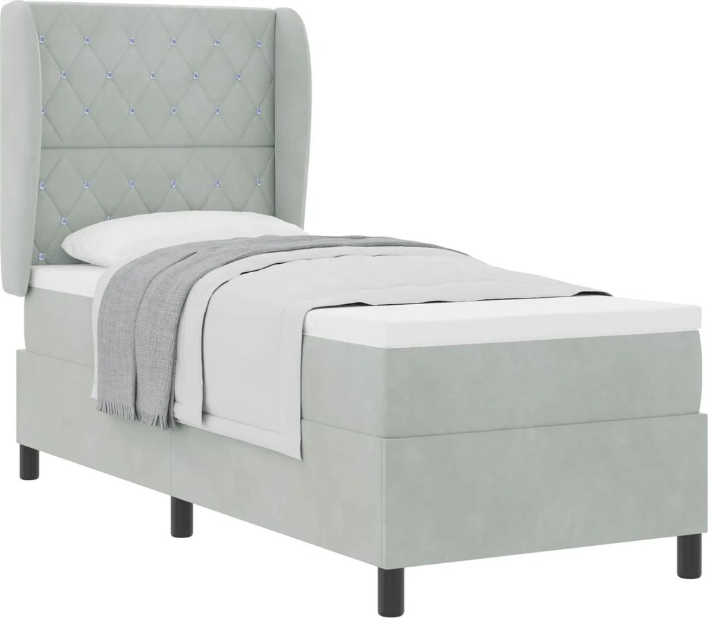 vidaXL Boxrugós ágy matracmal Világosszürke 200 x 80 cm Poliészter