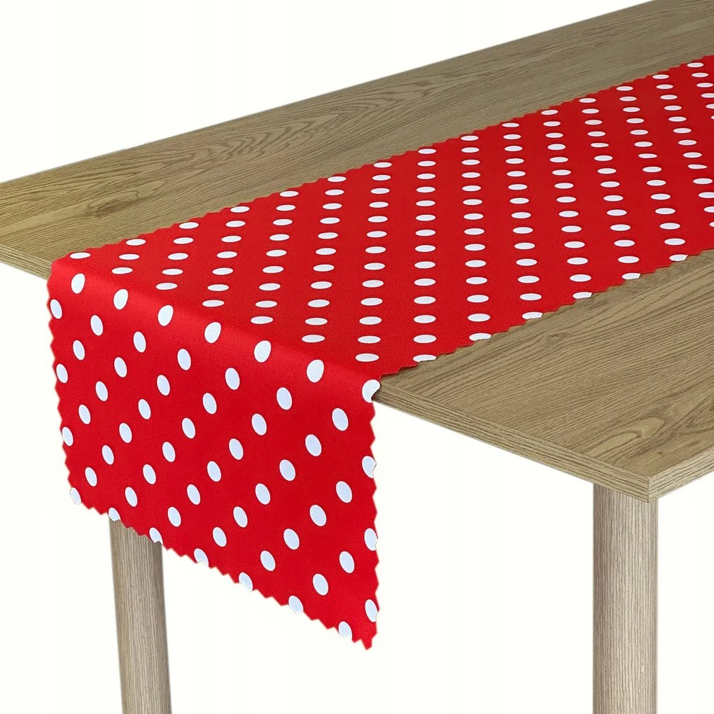 Foltálló Futópad Dekoratív Asztalra Pöttyös Piros 50x140 cm