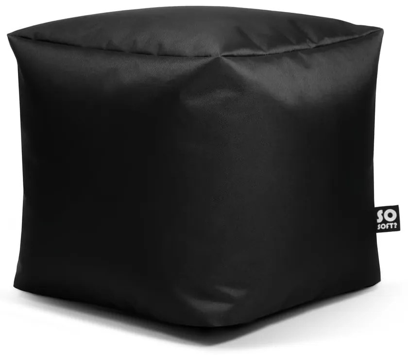 Fekete bőrutánzat gyerek babzsákfotel Cube M – So Soft?