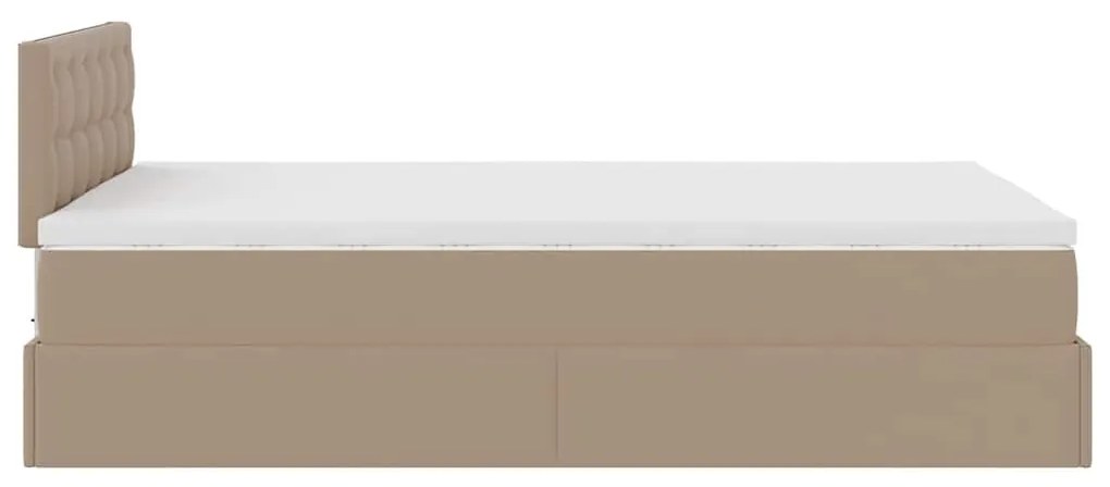 cappuccino műbőr ottomán ágy matracokkal & LED-ek 120x190 cm