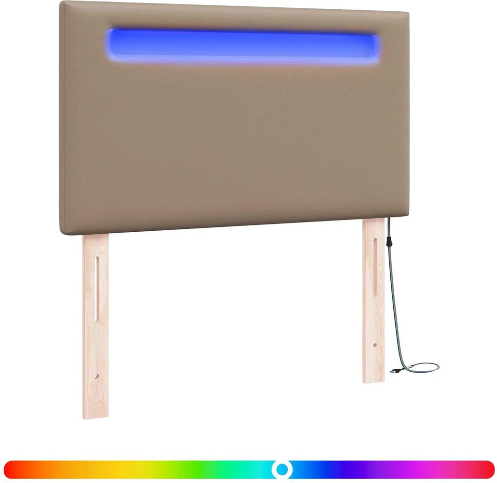 vidaXL LED ágytámla Cappuccino 100 cm Műbőr