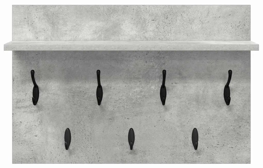 Fali Kabáthorog polcokkal Beton szürke 60 x 40 x 12 cm Faanyag