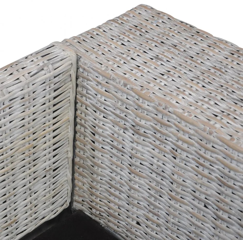 2 személyes szürke természetes rattan kanapé párnával