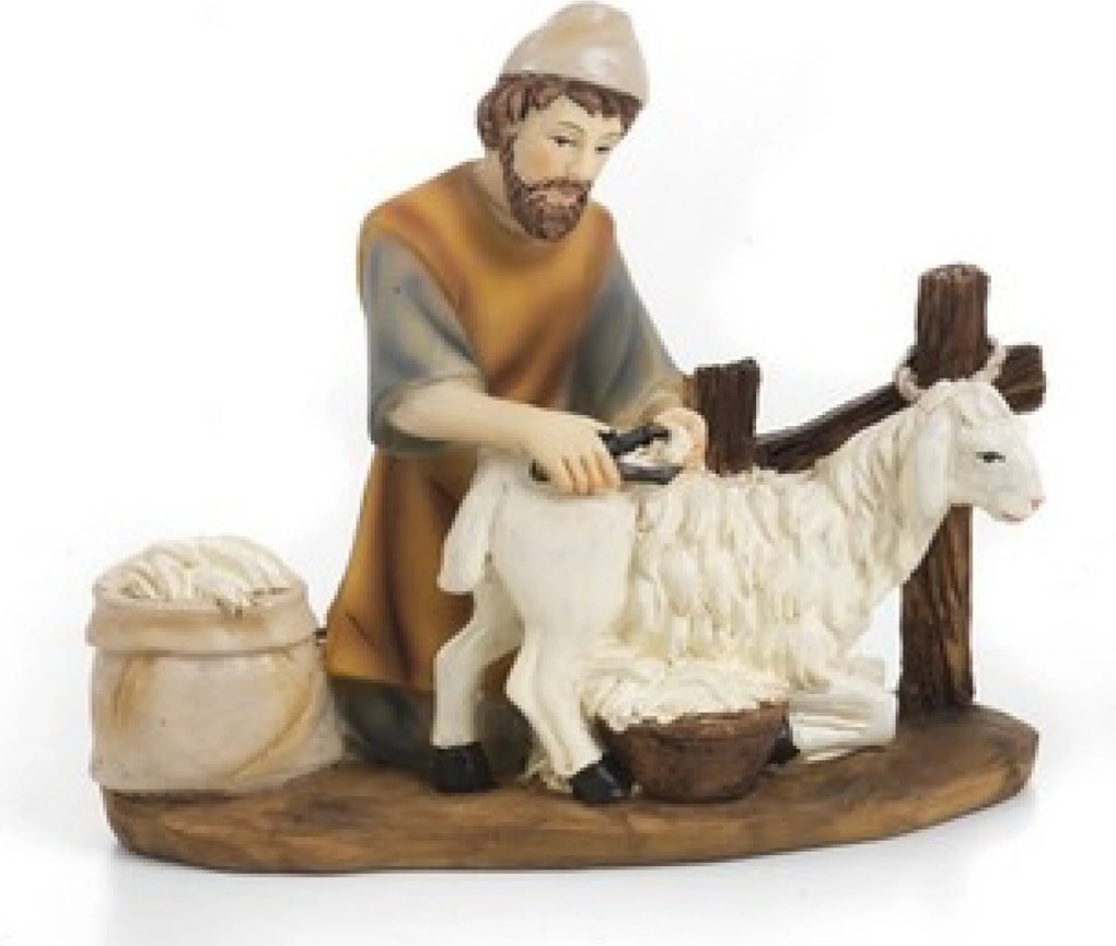 Betlehem dekorációs figura "Báránynyírás" 15cm magas figurákhoz
