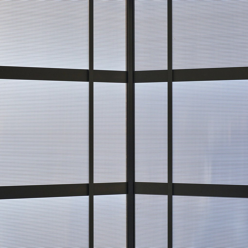 Outsunny Kerti Pavilon 2,5 x 1,5 m - grillező menedék - 2 polc - grillező tető - fekete fém polikarbonát tető | Aosom