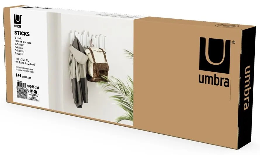Fehér műanyag fali fogas Sticks – Umbra