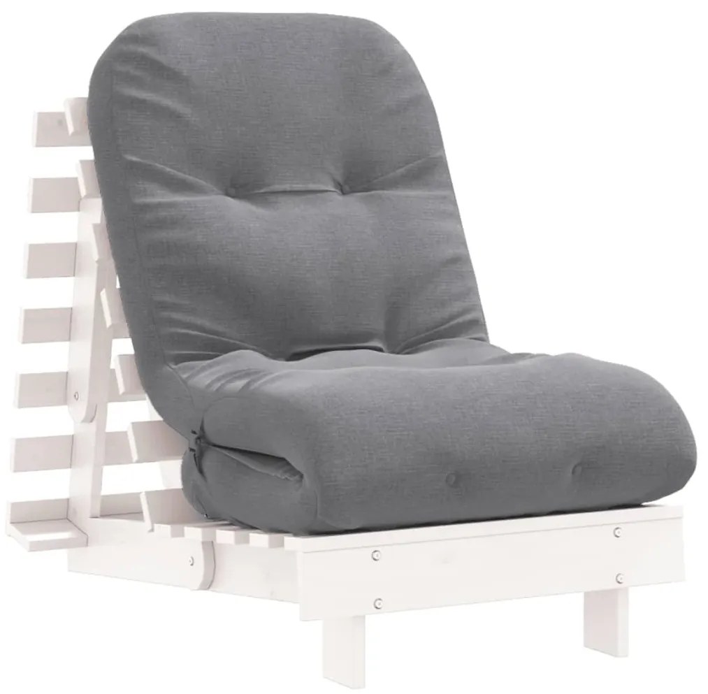 fehér tömör fenyőfa futon kanapéágy matraccal 60 x 206 x 11 cm