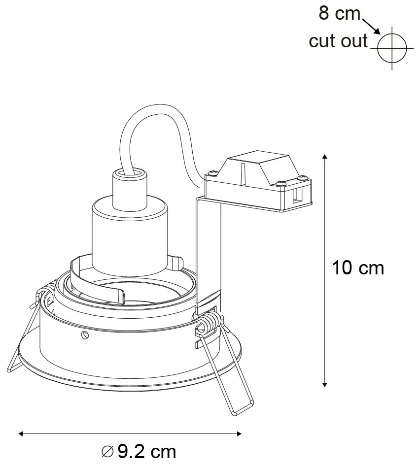 6 darabos modern, fegyverszürke, süllyesztett spotlámpa szett GU10 50mm kerek dönthető - Chuck