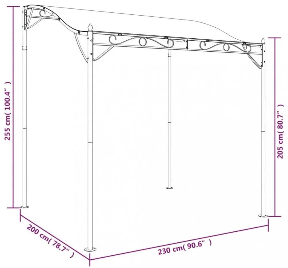 krémszínű szövet és acél pavilon 2 x 2,3 m 180 g/m²
