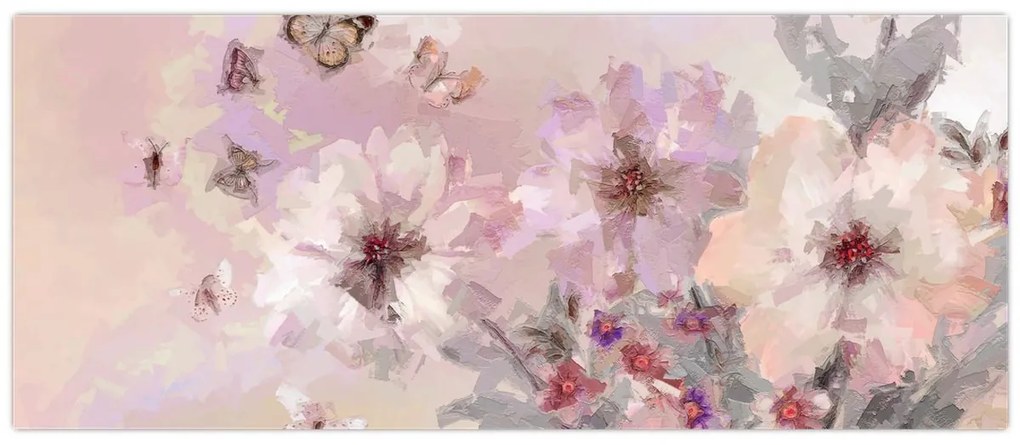 Kép - Művészeti kollázs pillangókkal (120x50 cm)