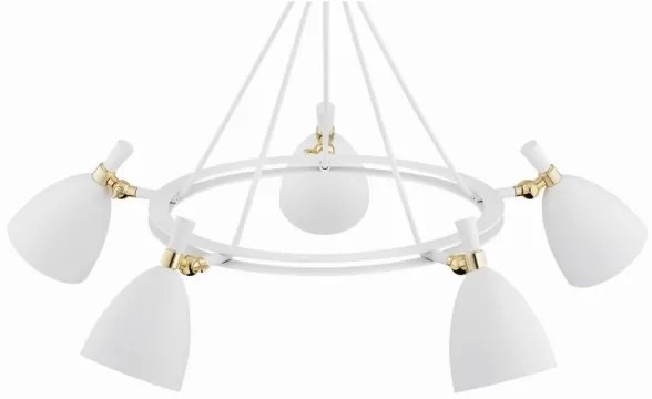 Argon 2117 - Csillár rúdon CHARLOTTE 5xE27/15W/230V fehér/arany