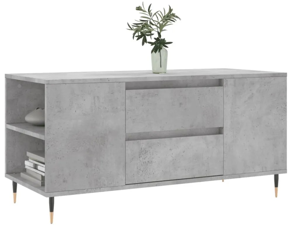 betonszürke szerelt fa dohányzóasztal 102x44,5x50 cm