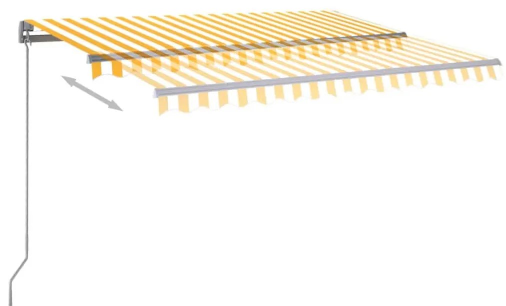 Sárga-fehér szélérzékelős és LED-es napellenző 350 x 250 cm