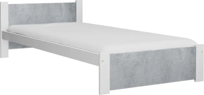 Ágy IKAROS 90 x 200 cm, beton/fehér Matrac: Matrace Sommera 18 cm, Ágyrács: Deszkás ágyráccsal