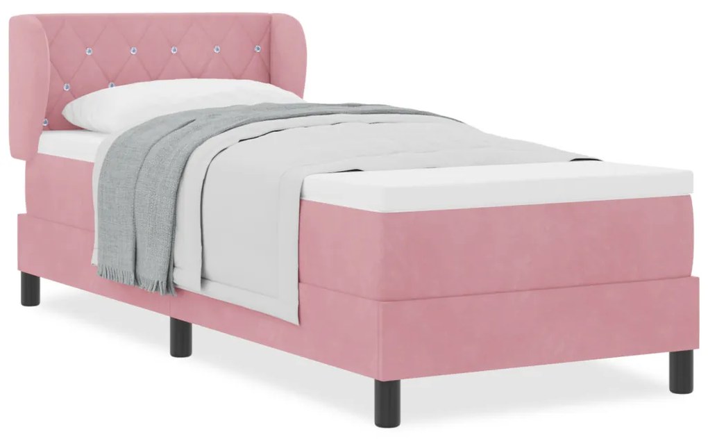 Boxspring Ágy Matracokkal Rózsaszín 80x200 cm Bársonyos