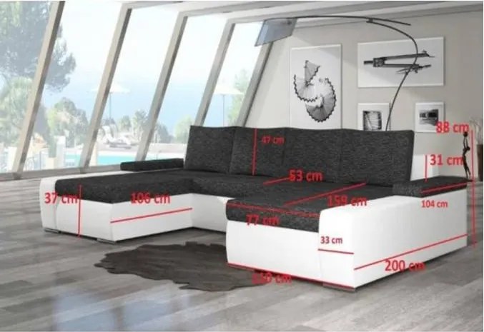 SAN MARINO ágyazható U alakú ülőgarnitúra