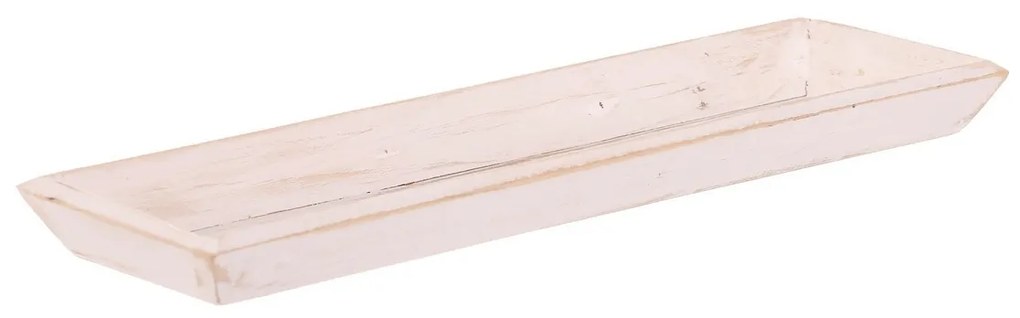 Fából készült tálca Riaza fehér, 35 x 12 x 3 cm