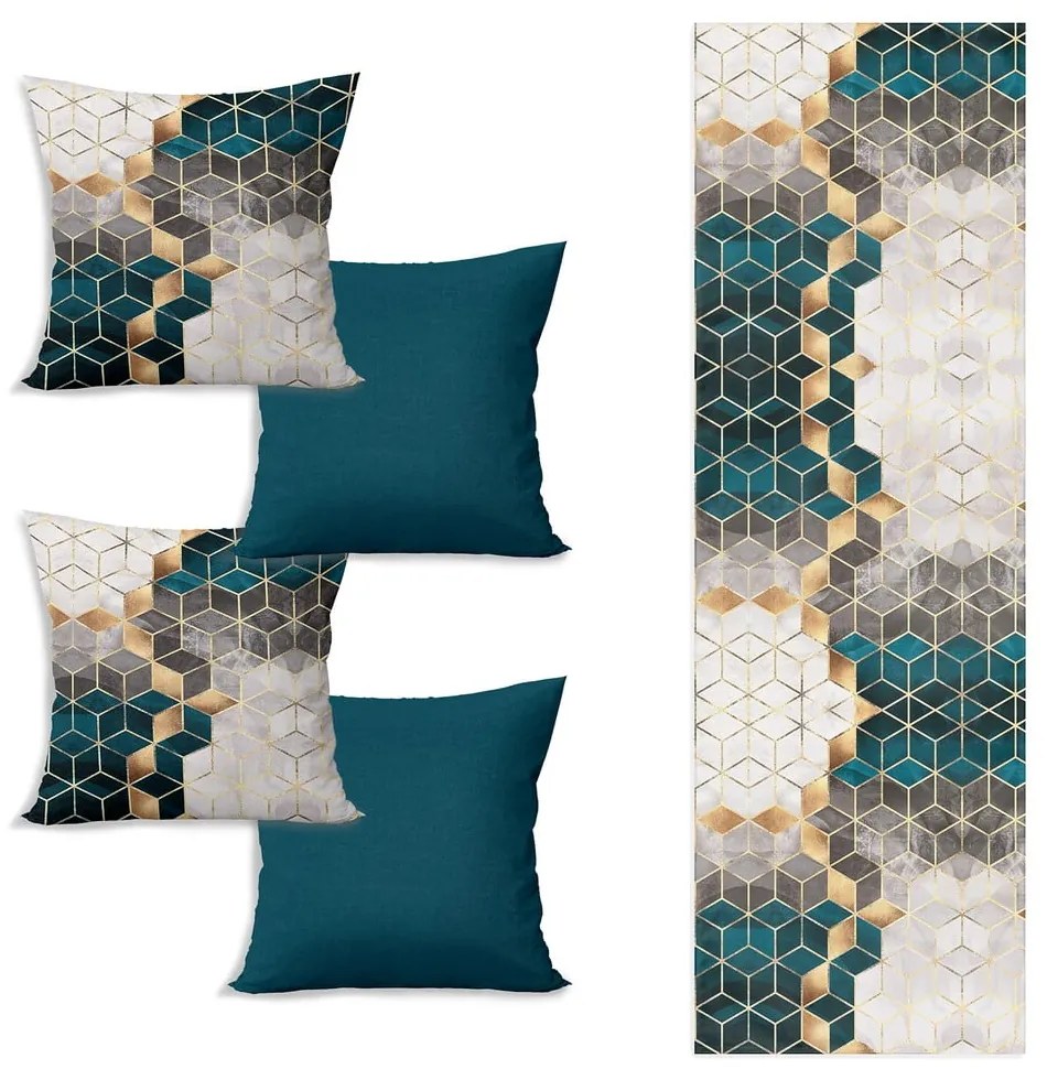 Asztali futó és 4 db párnahuzat szett Optic - Minimalist Cushion Covers