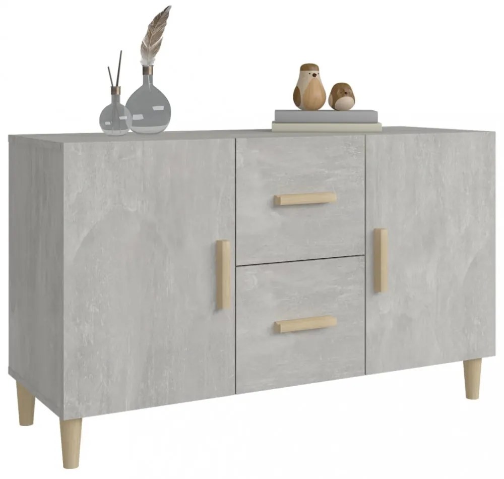 betonszürke szerelt fa tálalószekrény 100 x 36 x 60 cm